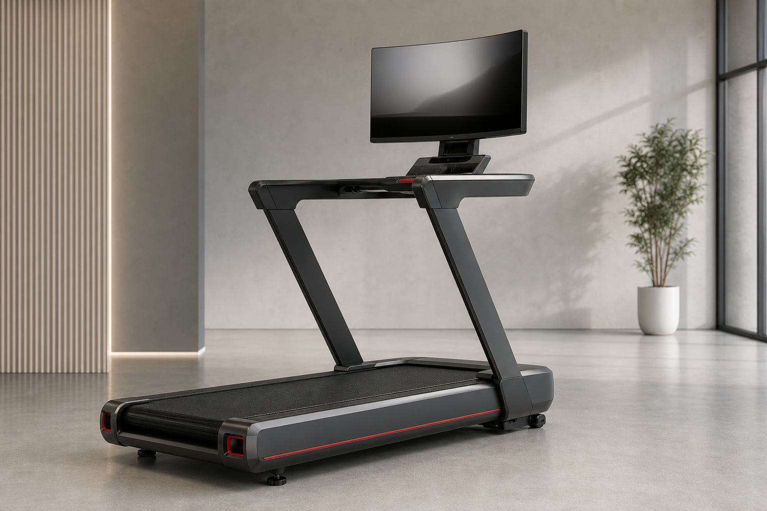 Curved-Screen Mirror-Tech Commercial Treadmill WDF-10011 for commercial fitness facilities